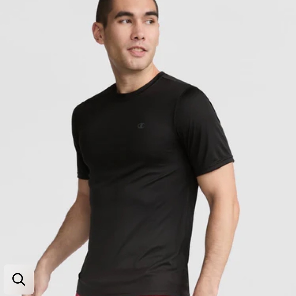 Champion Black Sport Short Sleeve Crew Neck T-shirt Reflective C Logo Size Small